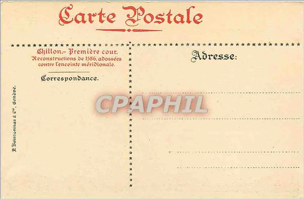 Chillon — Eerste binnenplaats — Fred. Boissonnas & Cie, Genève, serie I 1906 - Achterkant