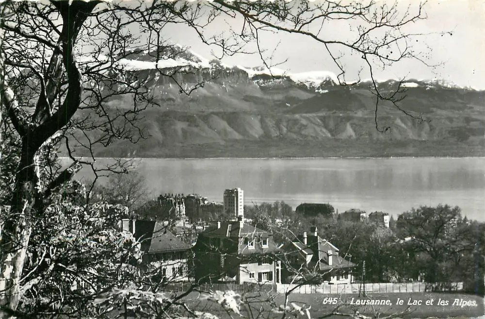 Lausana, o Lago e as Alpes — vista panorâmica — C. SAUTCHI, n°645 - Frente