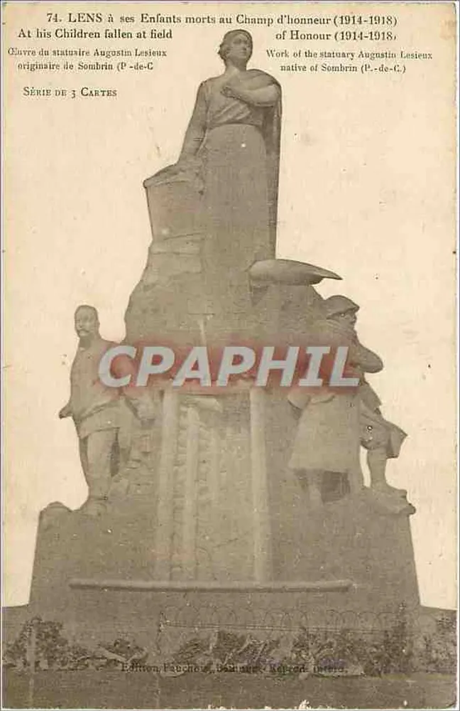 Lens — Denkmal für die Kinder, die auf dem Schlachtfeld gestorben sind (1914-1918) — Werk von Augustin Lesieux, Sombrin - Vorderseite