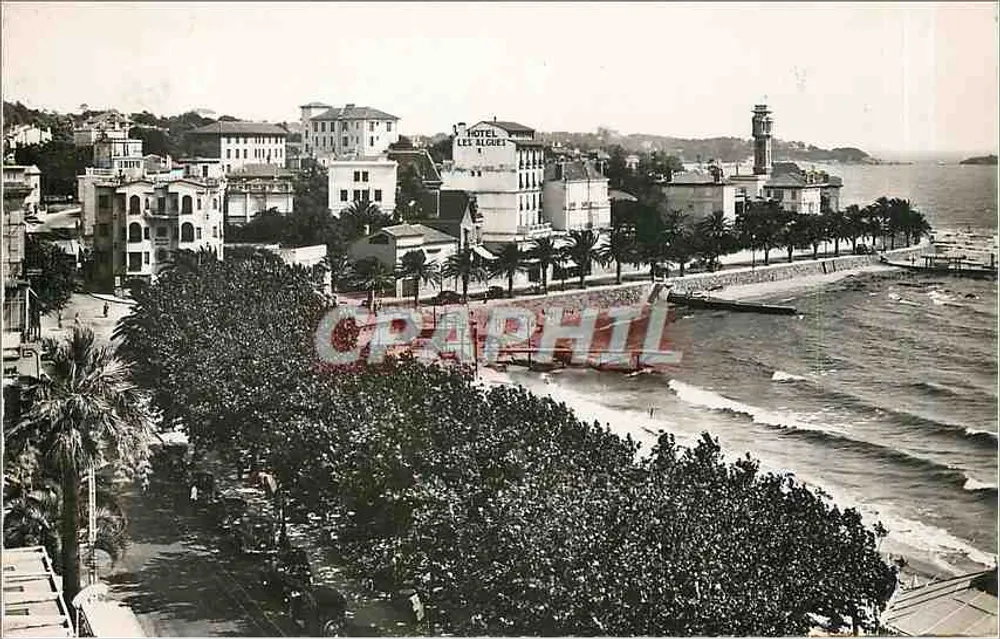 Vue de Saint-Raphaël — plage, palmiers et hôtel Les Allobres — Éditions G. Gny - Voorkant