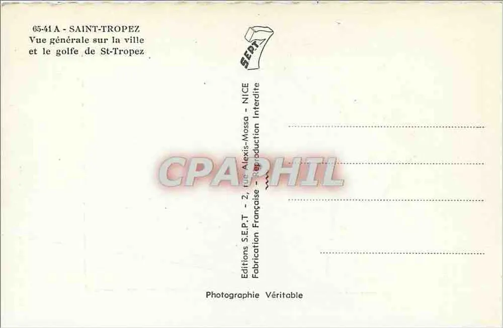 Saint-Tropez — Allgemeiner Blick auf die Stadt und den Golf — Éditions S.E.P.T. - Nice - Rückseite
