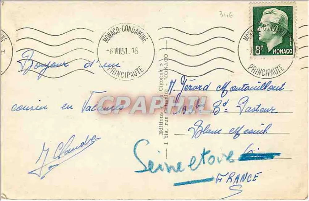 Monaco — Das Ozeanografische Museum aus den Gärten Saint-Martin gesehen — Editions Cigogna - Rückseite
