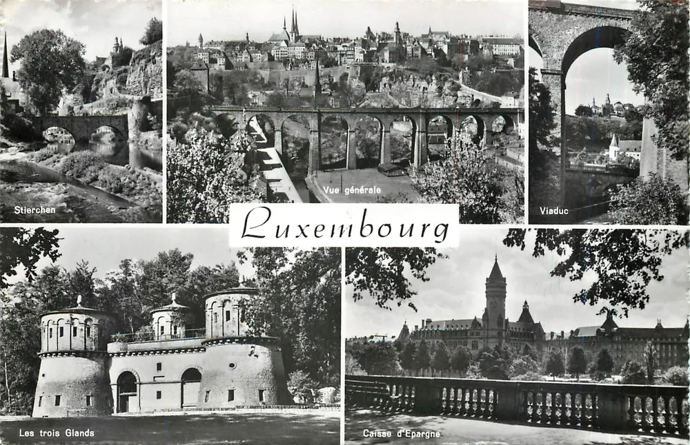 Luxemburg — Allgemeiner Blick, Stierchen-Brücke, Viadukt, Les Trois Glandes, Sparkasse — Verlag Massagier & Cie, Nr. 23 - Vorderseite