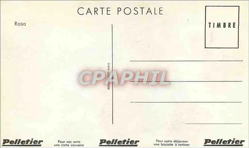 Roses rouges — avec nœud jaune — Pelletier, Paris - Verso