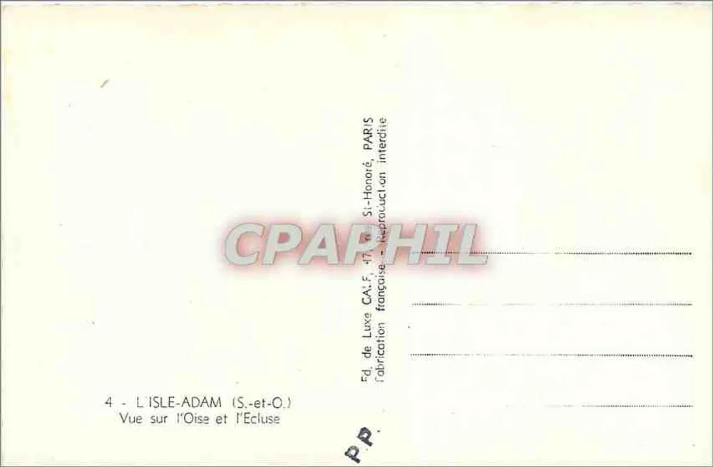 L'Isle-Adam (S.-et-O.) — Vue sur l'Oise et l'écluse — éd. de Luva CA.F. Paris - Verso