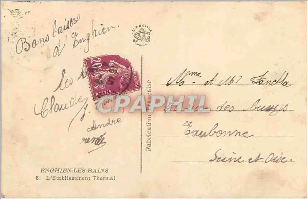 O Estabelecimento Termal — Enghien-les-Bains — Editor: Labeille, Paris - Verso