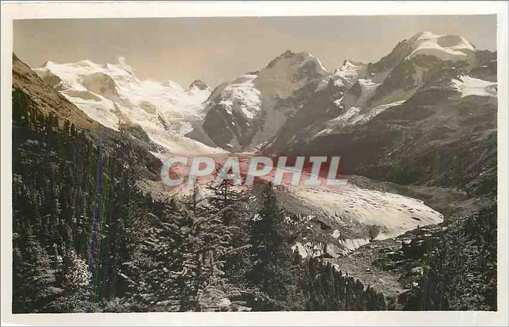 Montanhas nevadas — glaciar e picos — J. Gaberell, Thalwil-Zürich - Frente