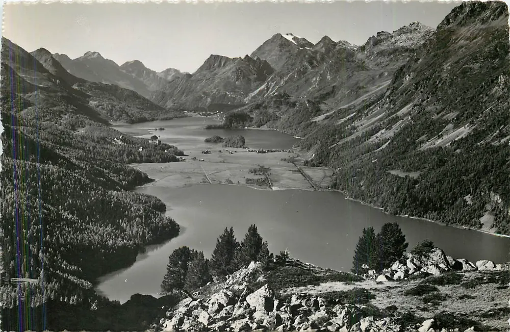 Silvaplana et Silsersee — vue avec regard vers Maloja — Verlag FOTO MAX, Max Wagner, St. Moritz, n° 548 - Recto