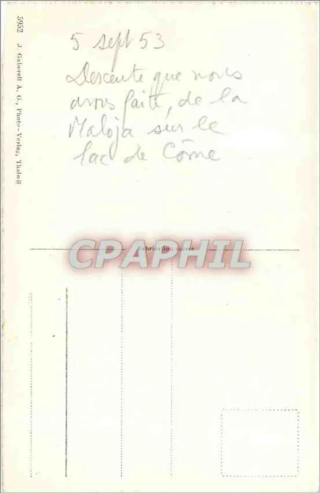 Malòja — les Serpentines contre Casaccia — J. Galloret A. & Cie, Photo-Verlags, Tlalnaj - Verso