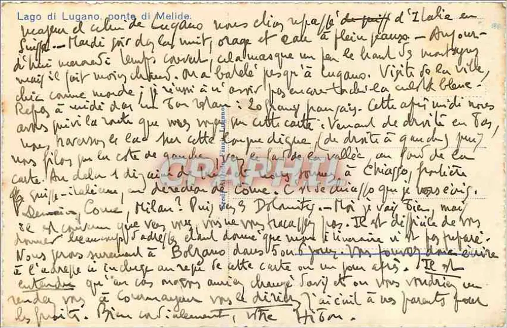 लागो डी लुगानो, पॉंटे डी मेलीडे — पैनोरामिक दृश्य — कोई एडिटर या श्रृंखला संख्या दृश्य नहीं - पीछे