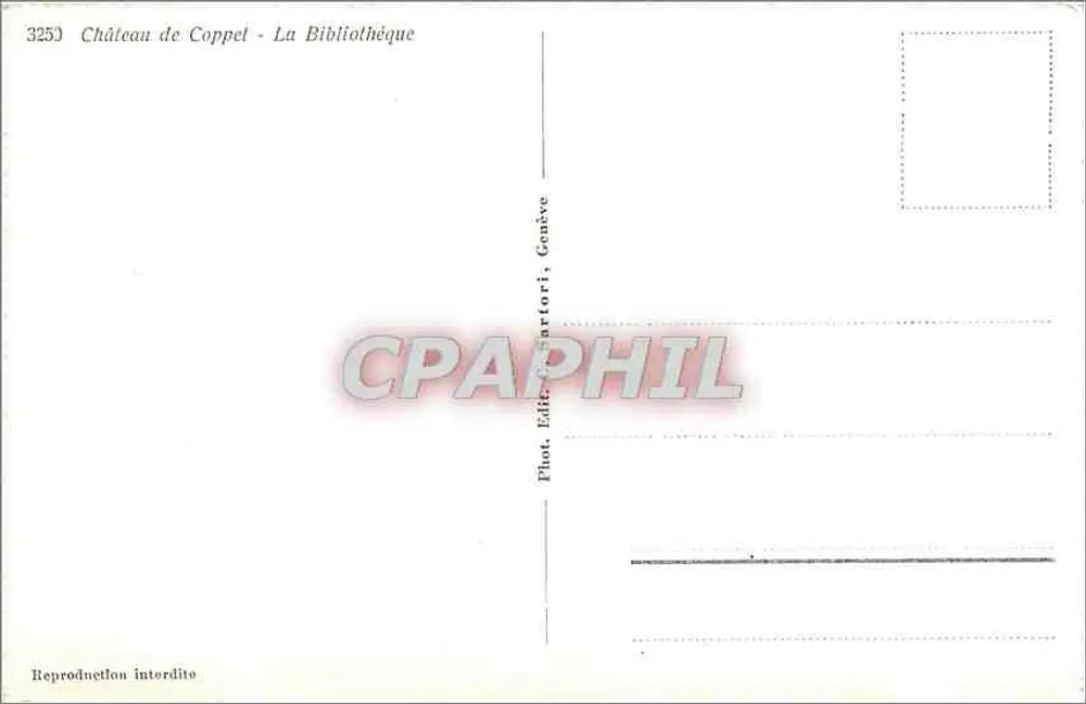 Castelo de Coppel - A Biblioteca — Editor: Flut. Édit. Cartorori, Genebra — N° 3250 - Verso