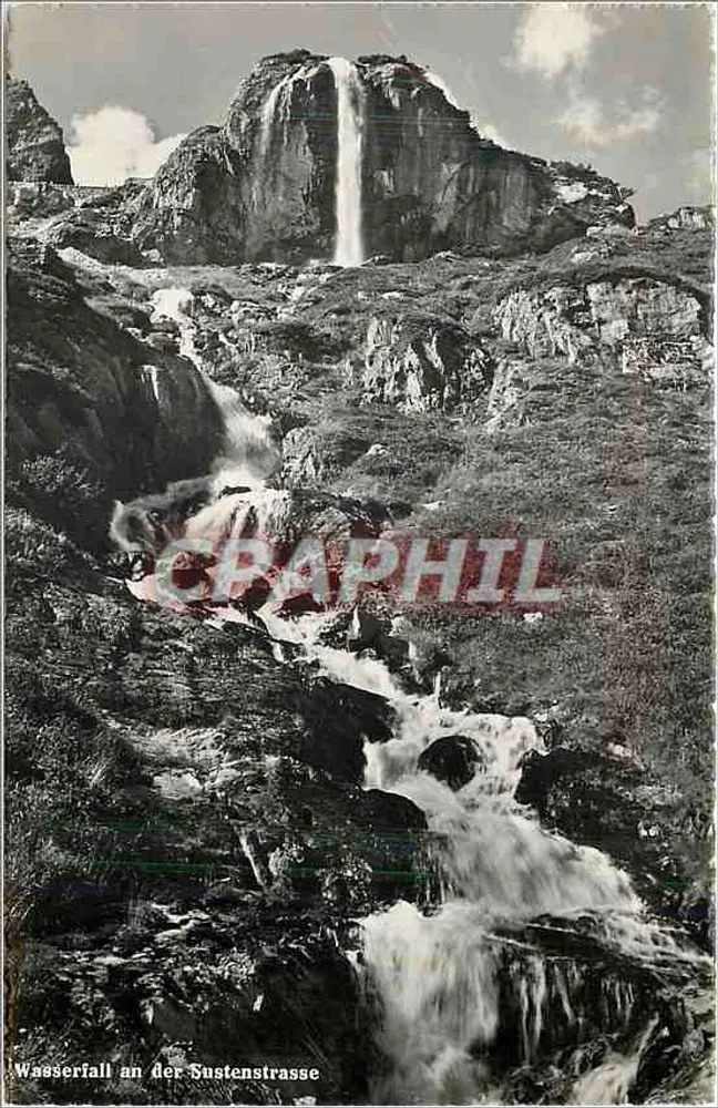 Cachoeira na Sustenstrasse — Suíça — Photoglob-Wehrli A.G., Zürich, n° 11885 - Frente