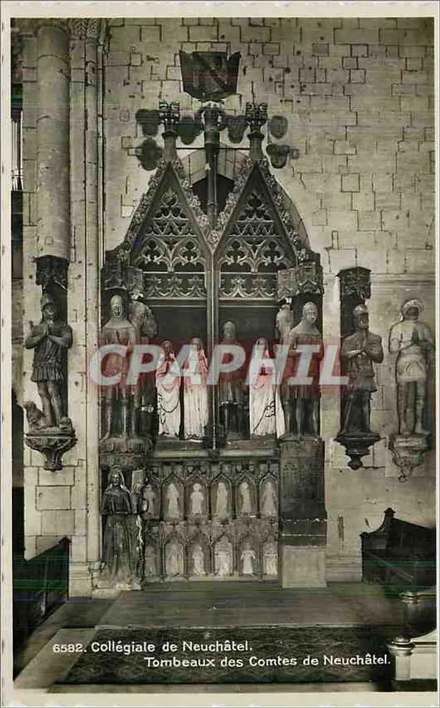 Tombeaux des Comtes de Neuchâtel — Collégiale de Neuchâtel — Société Graphique Neuchâtel, n° 6582 - Recto