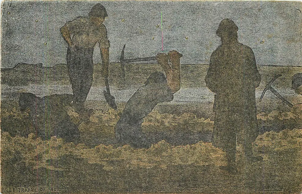 Mineiros no trabalho — Éditeur : E. Stravay (N°48) - Frente
