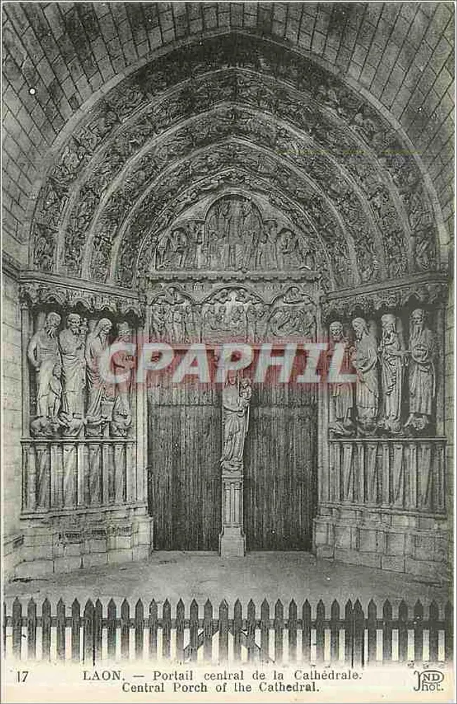 Laon — Portal central da Catedral — JND Phot. - Frente