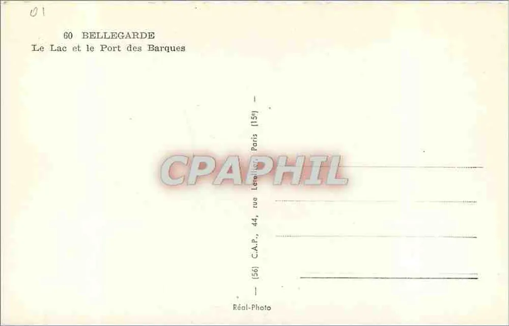 Bellegarde — O Lago e o Porto das Barcas — C.A.P. Paris - Verso