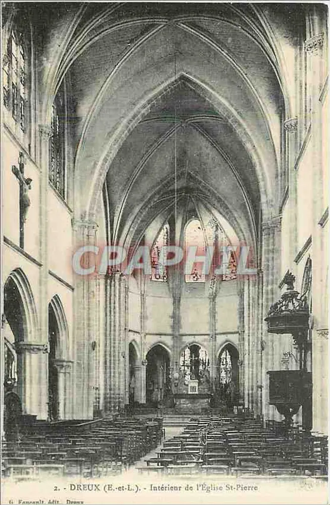 Dreux (E.-et-L.) - Interior da Igreja de São Pedro — Fanceault Adlt. Dreux - Frente