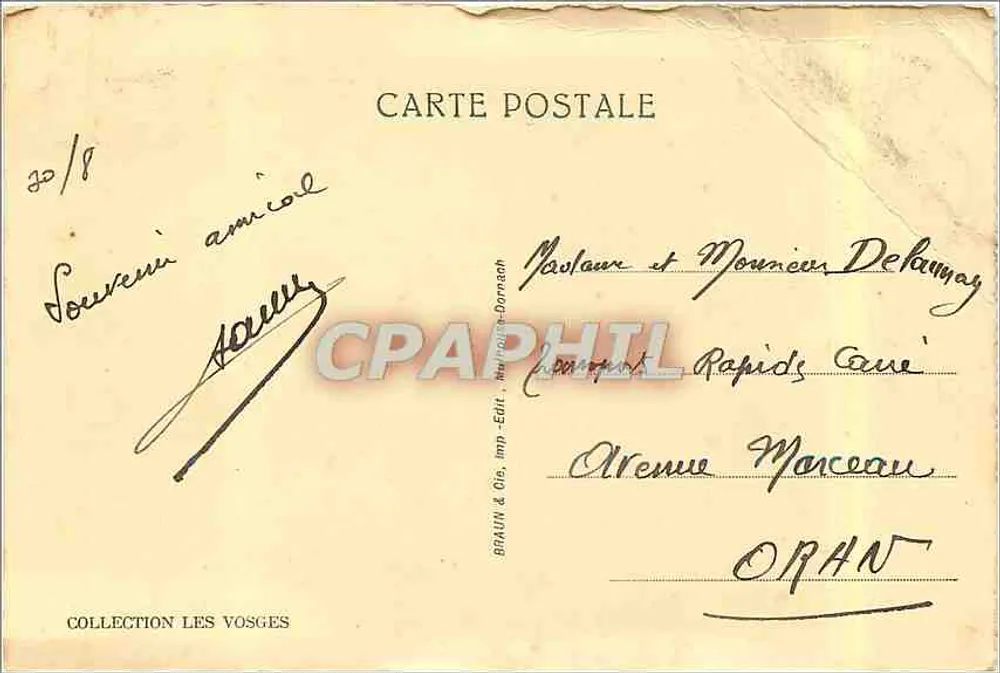 Cachoeira de Retournemer — Regiões de Gérardmer — Brauin & Cie, imp. Édit. Mulhouse-Dannem - Verso