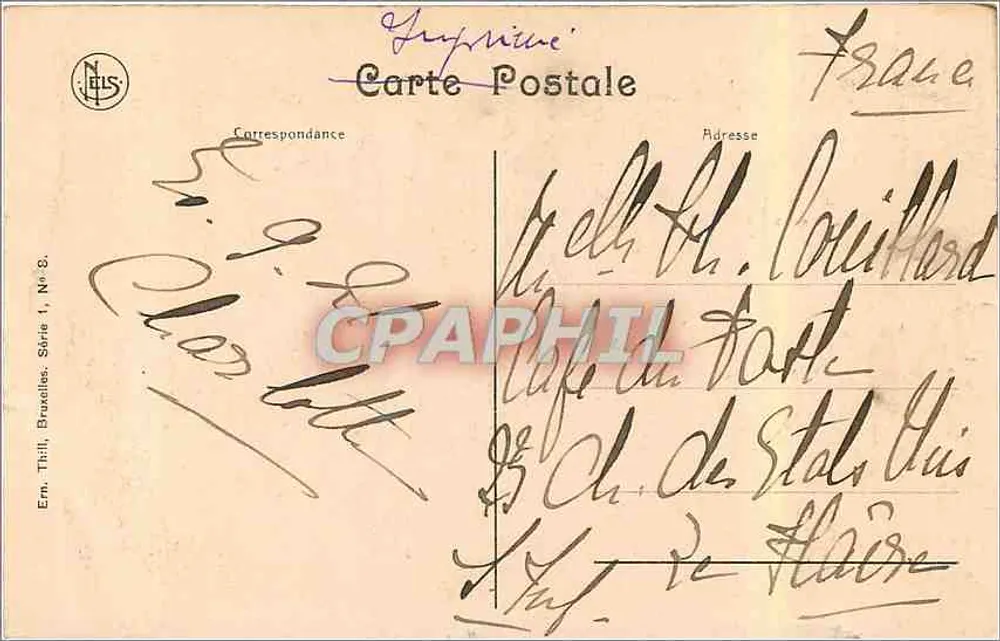 Bruselas — Hotel de la Ciudad — Ern. Thill, Serie 1, N° 2 - Reverso