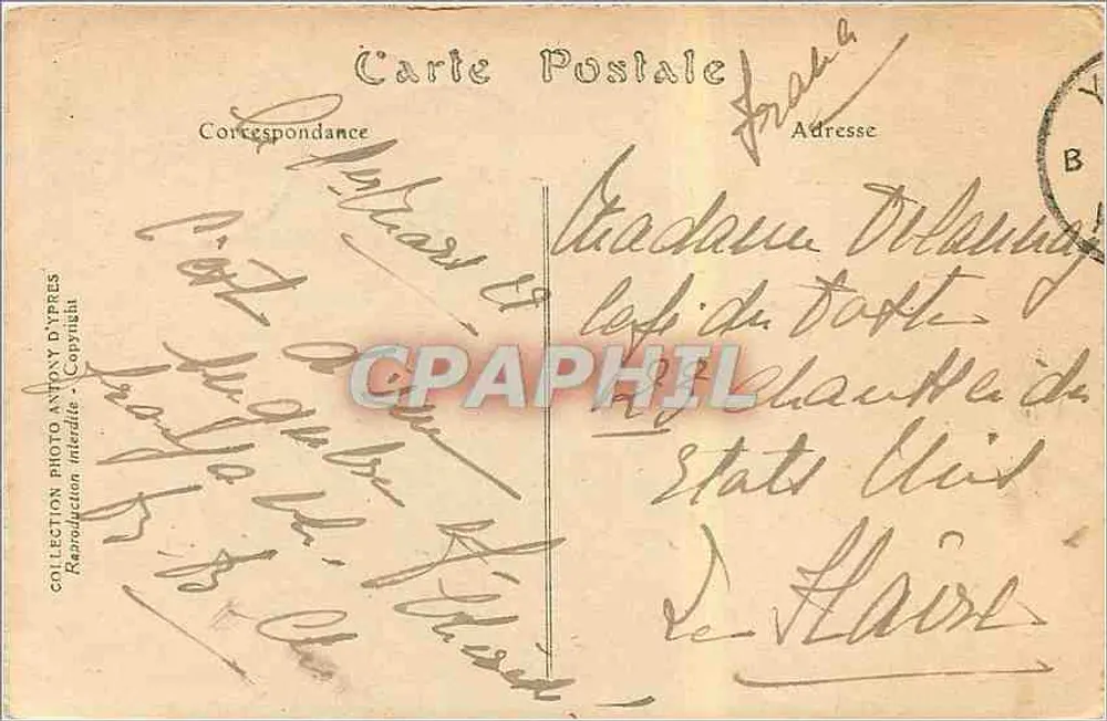 Ypres 1919 — Hallen und Kathedrale, westlicher Teil — Foto Antony d'Ypres, n° 50618-7 - Rückseite