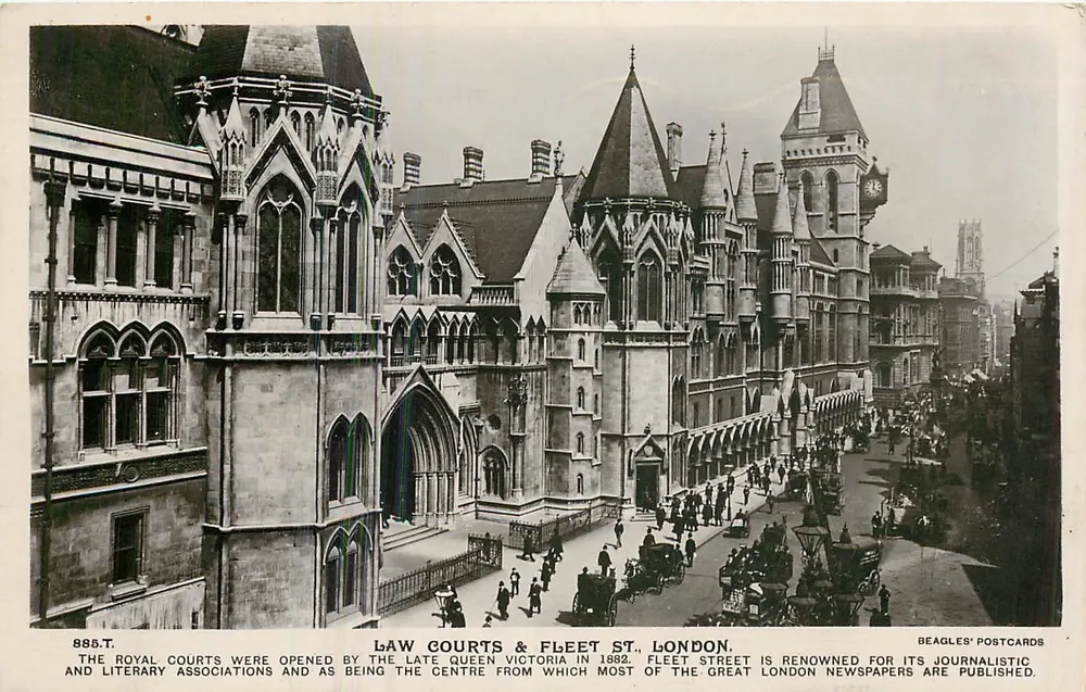 Royal Courts & Fleet St. London — Beagles' Postcards n° 885.T - Front