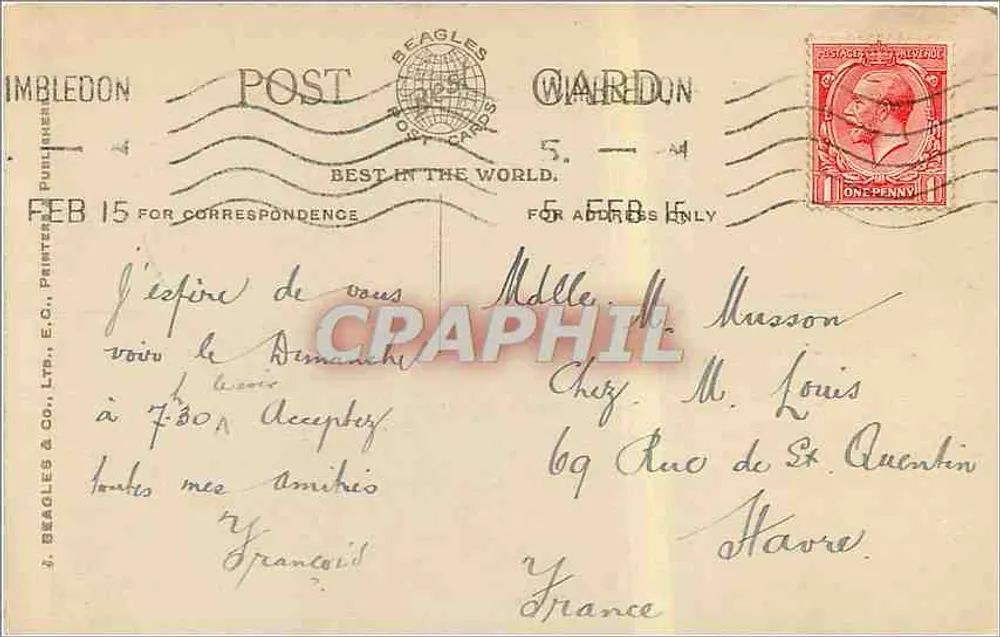 Royal Courts & Fleet St. London — Beagles' Postcards n° 885.T - Back
