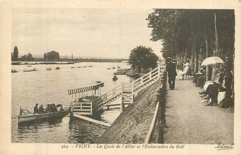 Vichy - Die Ufer des Allier und die Golf-Embarkation — Idéale, n° 424 - Vorderseite