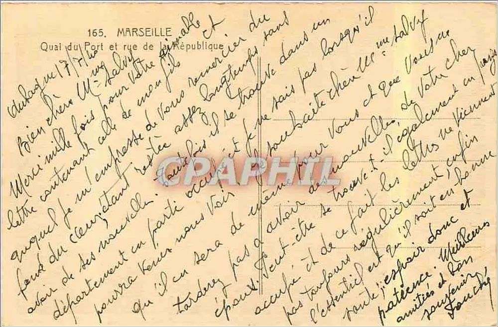 Ansicht von Marseille — Hafenquai und Straße der Republik — Verlag unbekannt - Rückseite