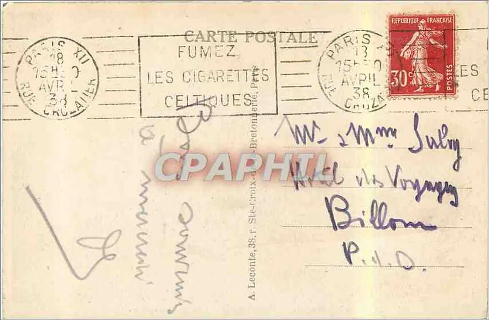 Paris — Conciergerie — editor T. J. n° 47 - Verso