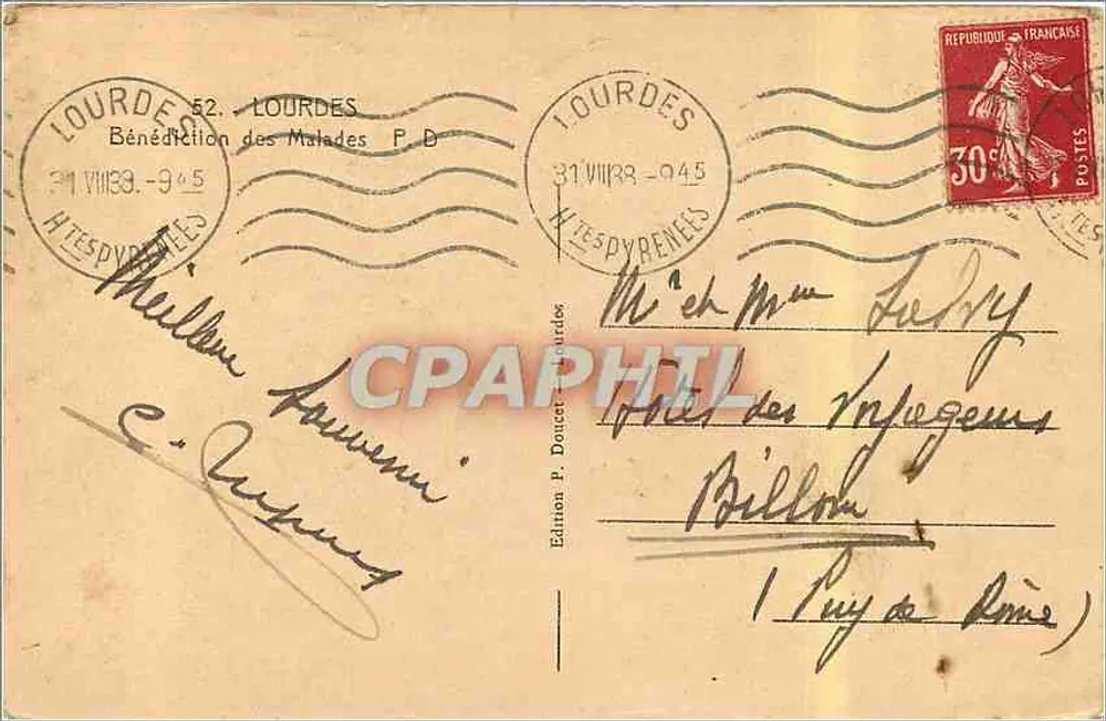 Benção dos doentes em Lourdes — Edição P. Doucet, n° 31 - Verso