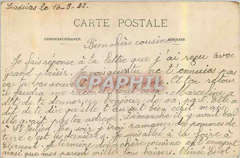 Clermont-Ferrand — Innenansicht der Kathedrale — Die drei Figuren: Zeit, Faun und Gott Mars — E.A. - Rückseite