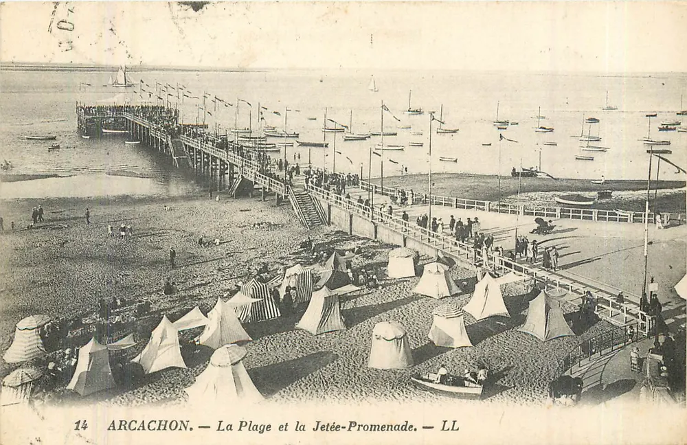 Arcachon — A Praia e a Ponte-Passeio — LL - Frente