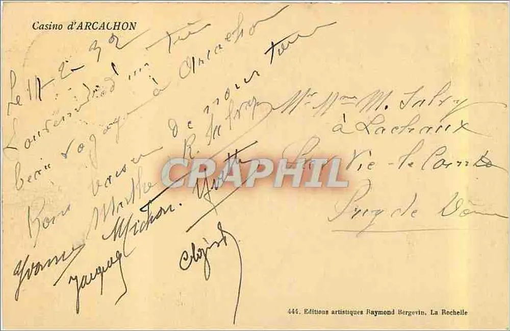 Casino d'Arcachon — Exposition coloniale de Bordeaux — 1923 — Éditions artistiques Raymond Bergevin - Verso
