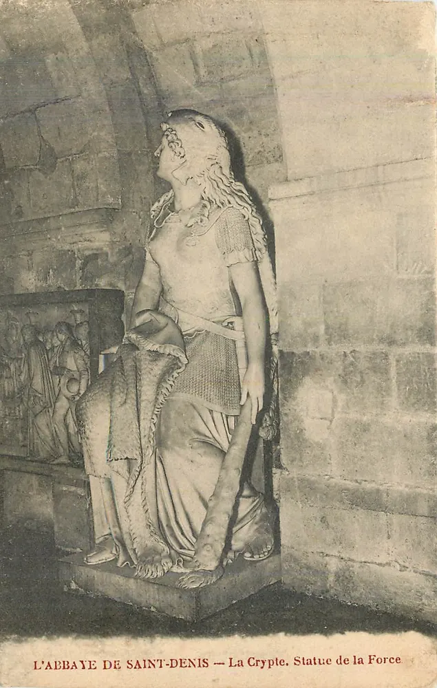 A ABBEY DE SAINT-DENIS — A Cripta. Estátua da Força - Frente