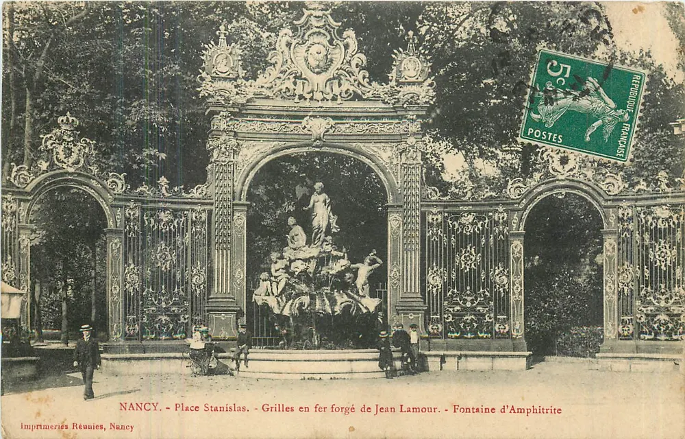 Nancy - Place Stanislas - Eiserne Tore von Jean Lamour - Fontäne der Amphitrite - Vorderseite