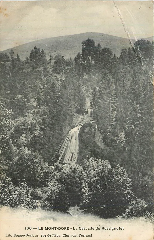 LE MONT-DORÉ — A Cachoeira do Rossignolet — Lib. Bougé-Béal, 21 rue de l’Ecu, Clermont-Ferrand - Frente