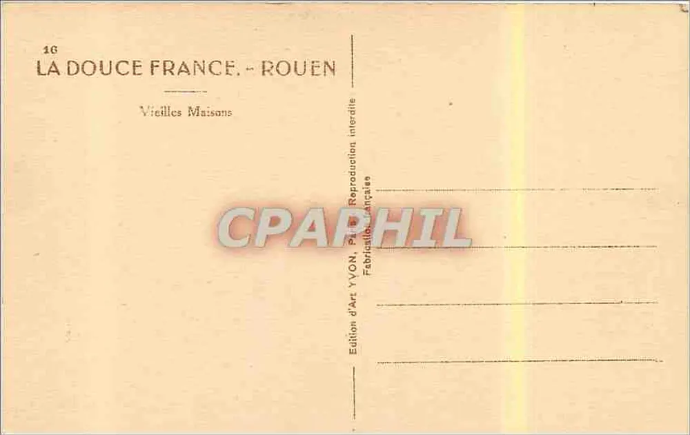 Rouen — Alte Häuser — Kunstausgabe YVON - Rückseite