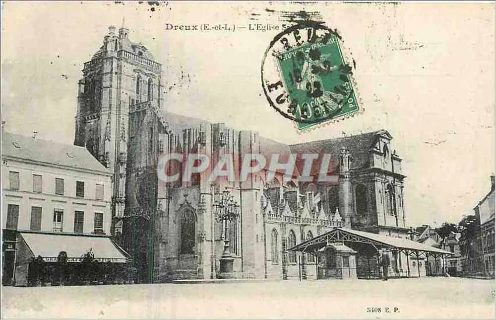 Dreux (E.-et-L.) — A Igreja Santa Cruz — Editor E.P. n° 5408 - Frente