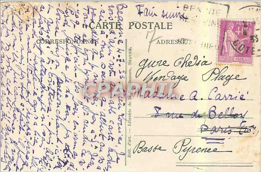 Beaune — Hostel-Dieu, Wandteppich im Königszimmer — H 5, herausgegeben von der Librairie de Beaune - Rückseite