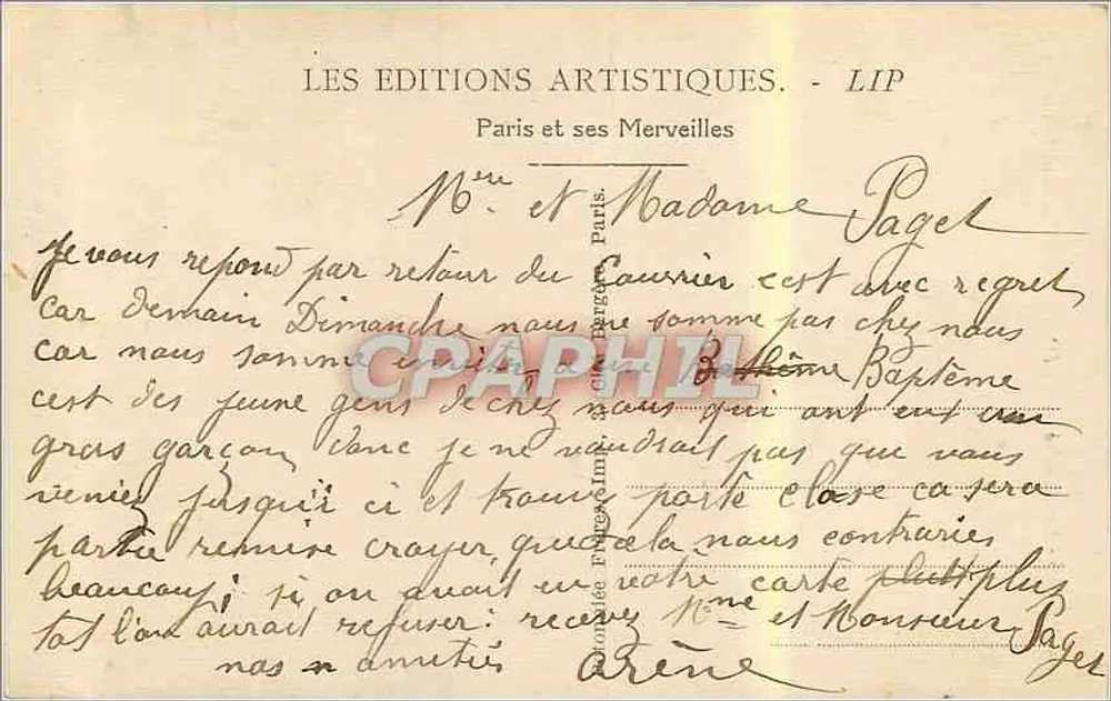 PARIS - O Panteão — editor LIP, n° 45 - Verso