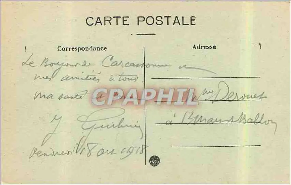 Cité de Carcassonne — Le Château vu du Pont-Neuf — D. F. P. - Verso