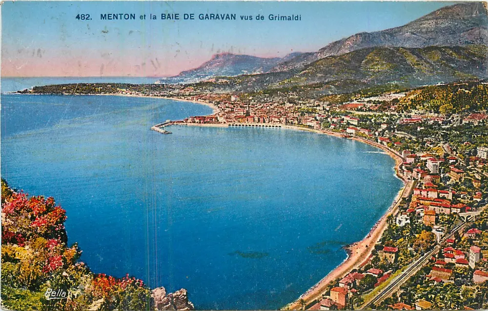 Menton e a Baía de Garavan vistos de Grimaldi — Rellaï, n°482 - Frente