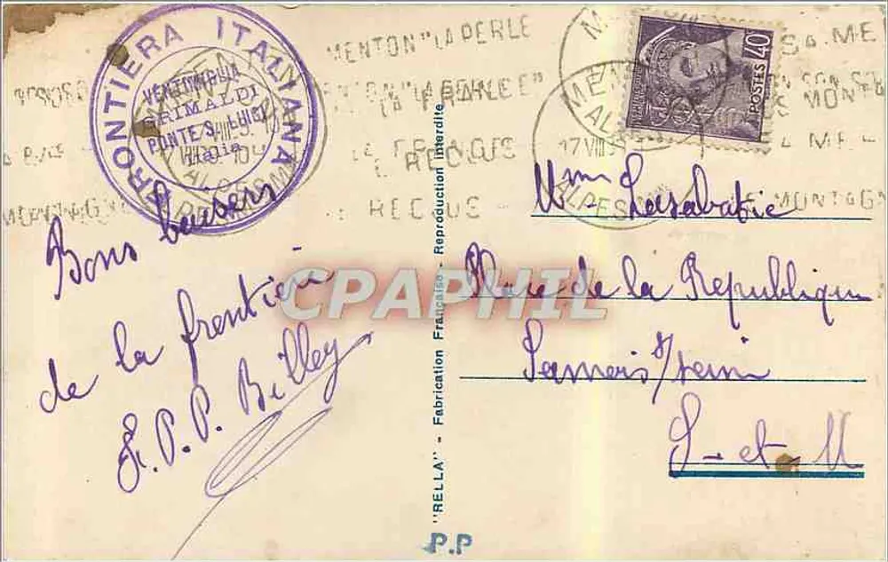 Menton e a Baía de Garavan vistos de Grimaldi — Rellaï, n°482 - Verso