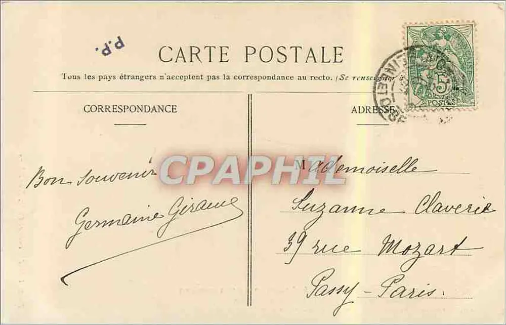 Tour du Donjon in Montlhéry — legendäre Ansicht, Café Montlhéry — Verlag V. Legendre, Nr. 4 - Rückseite