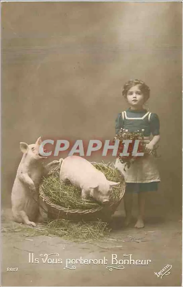 Kinder und Ferkel — Sie werden Ihnen Glück bringen — Fotograf BONNETTE, Nr. 2037 - Vorderseite