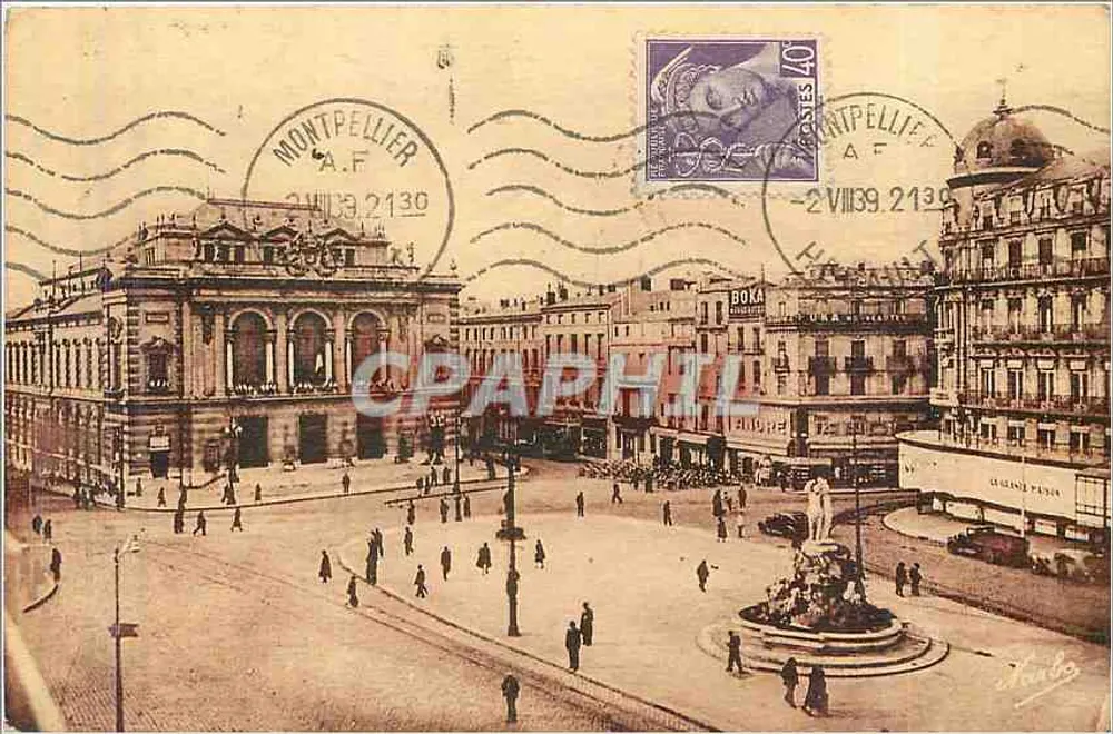 Montpellier — Place de la Comédie und das Theater — Verlag Narbogranne - Vorderseite