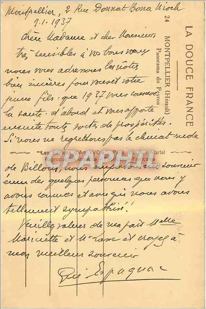 Panorama Parku Montpellier — Delikatna Francja — Wydawnictwo Sztuki Yvonne, Paryż - Rewers