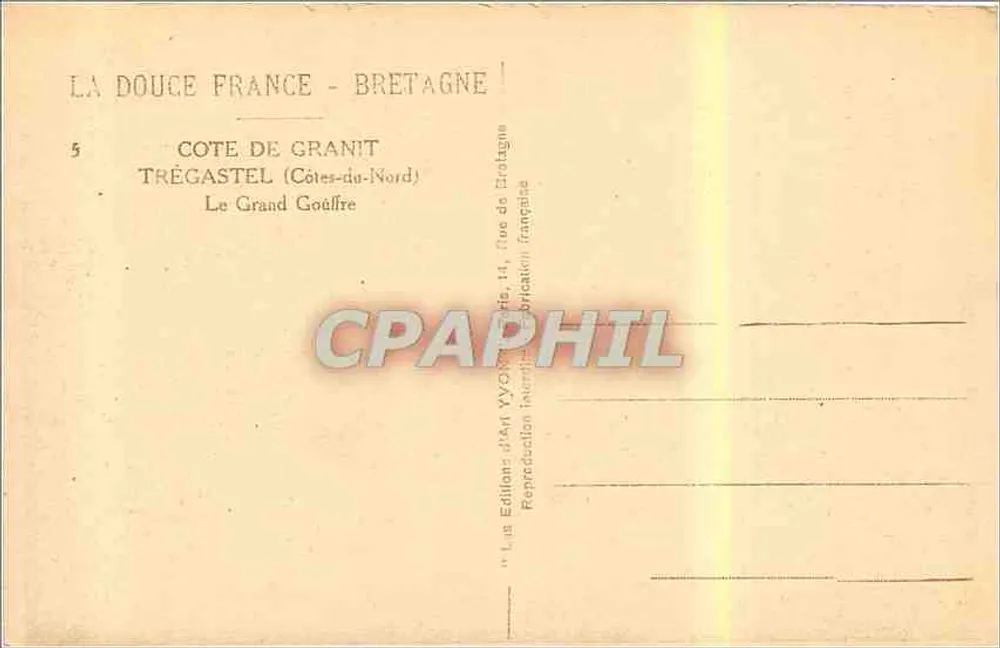 Granitküste — Trégastel (Côtes-du-Nord) — Le Grand Gouffre — Éditions d'Art Yvon - Rückseite