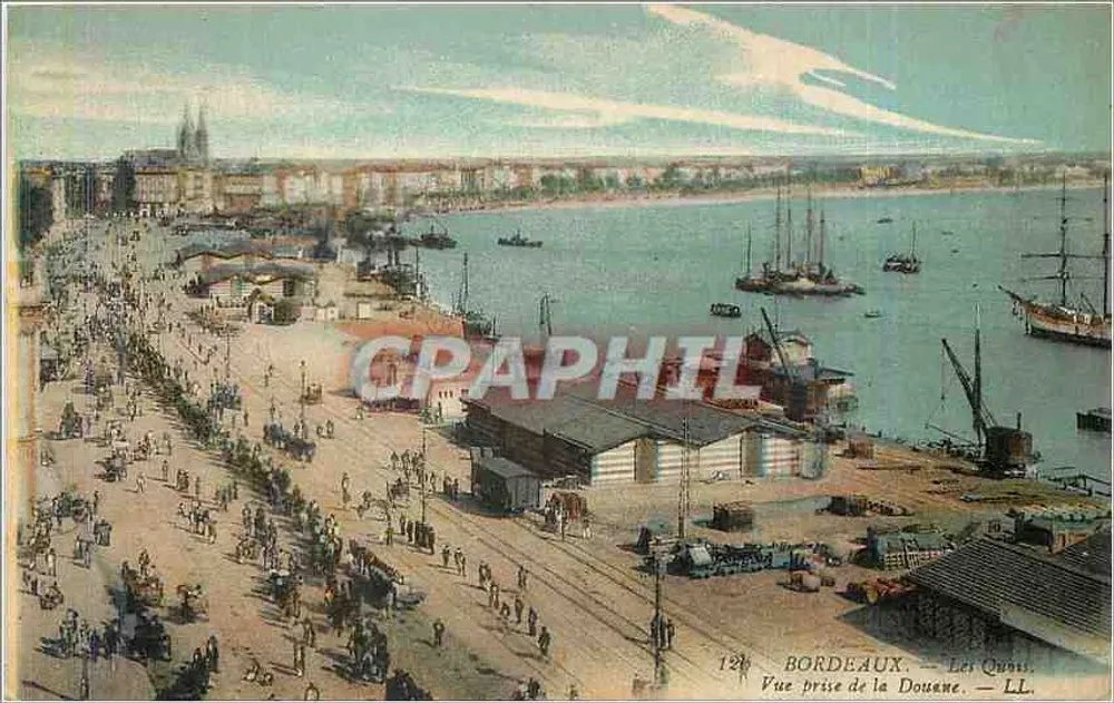 Bordeaux — Les Quais. Vue prise de la Douane. — LL. N° 128 - Recto