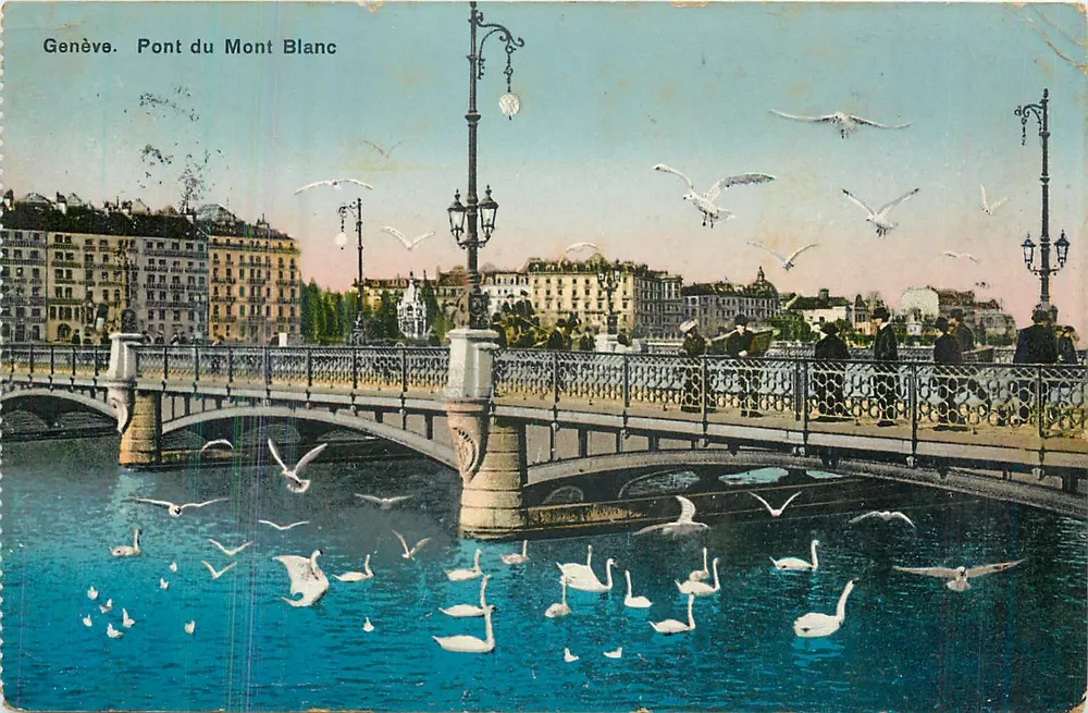 Genebra. Ponte do Mont Blanc — Phototypie Co. Neuchâtel - Frente